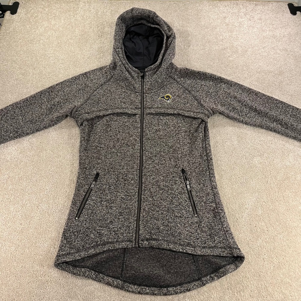 NFL Pro Line LA Rams‎ Full Zip Hoodie Womens Medium Gray Marled Fleece Football
